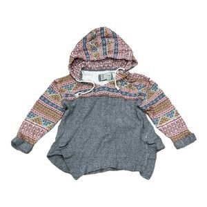 Saturday Sunday Gray Boho Print Hoodie Sweater XS